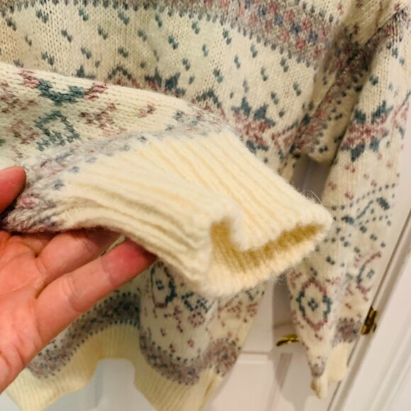 Vintage Eddie Bauer Sweater Women Medium Geometric Crewneck Wool - Picture 4 of 6